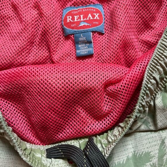 Tommy Bahama Relax Swim Trunks Green w/palm Trees, Sz Large,  drawstring elastic - Picture 5 of 11